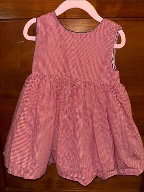 Red Gingham Sleeveless Girls Dress
